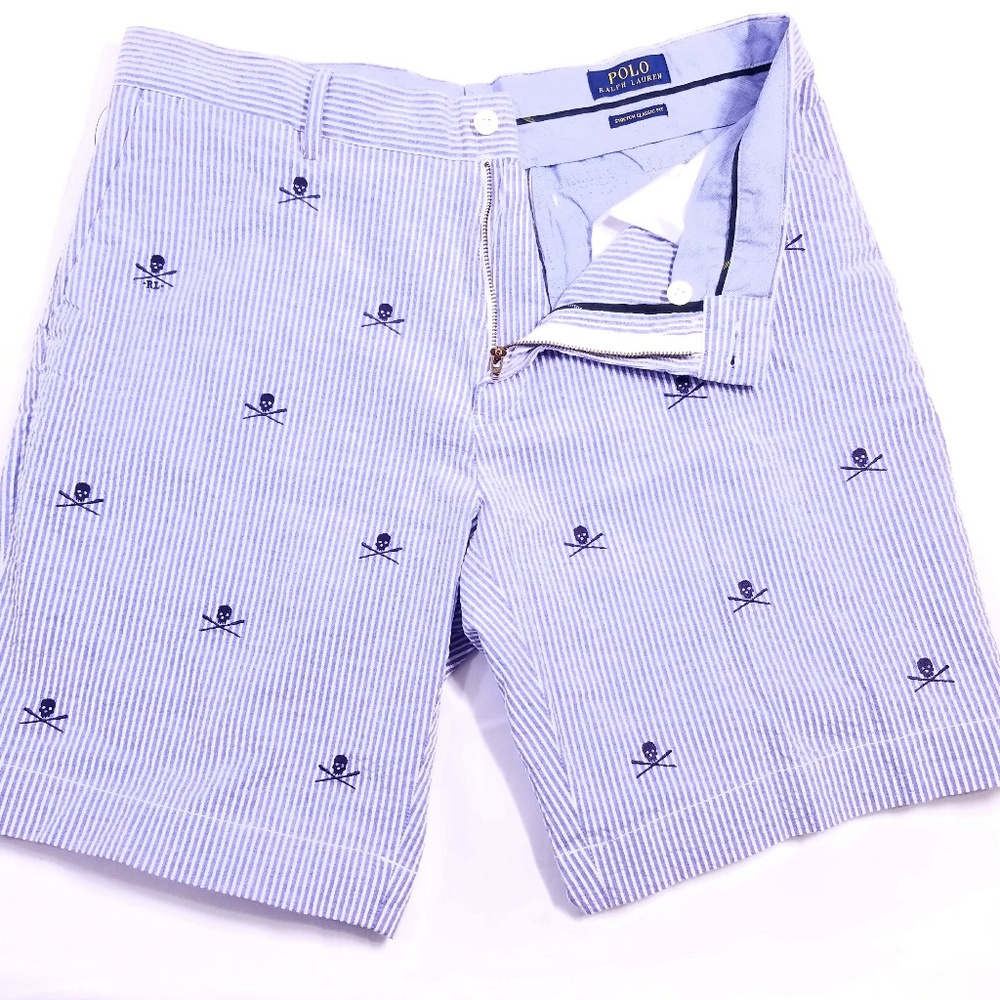 POLO RALPH LAUREN SHORTS SKULL SEERSUCKER STRIPED - Picture 3 of 5